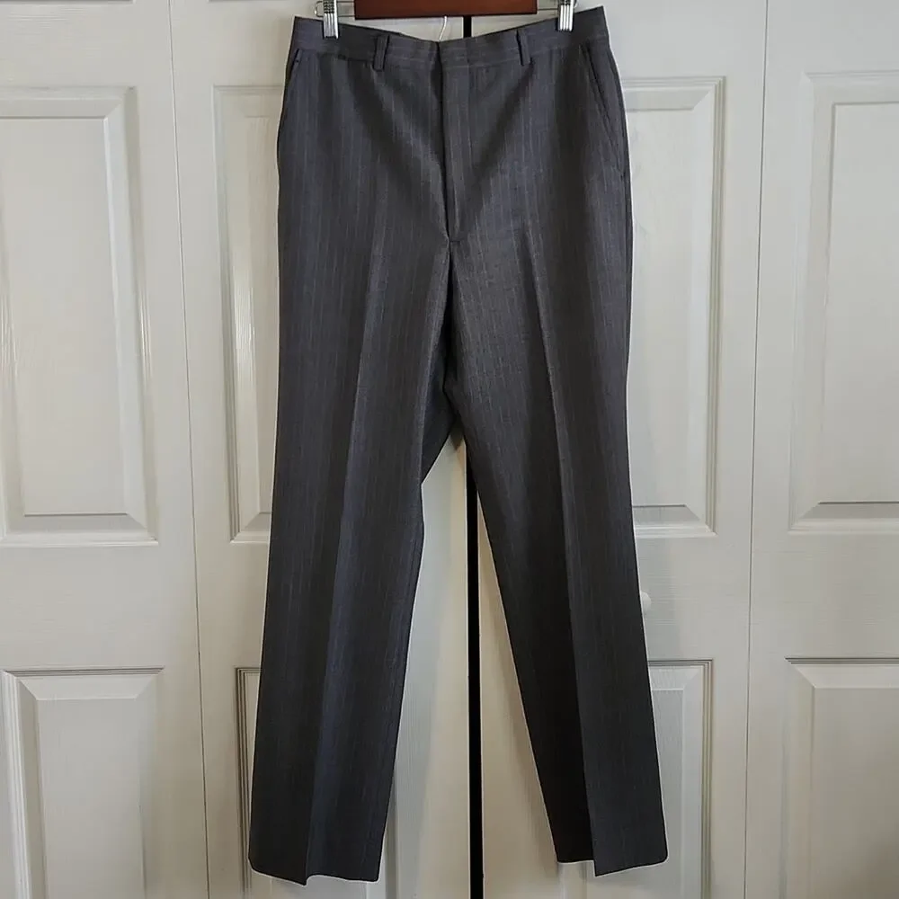 Vintage Palm Beach Gray Pinstriped Single Breasted Suit‎ 42 33x43 Business 80s